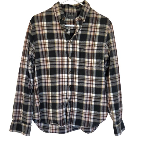 Eddie Bauer Men M Plaid Flannel Shirt Button Down Long Sleeve Cabincore Cottage - Picture 2 of 11